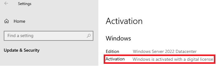 Windows server activated