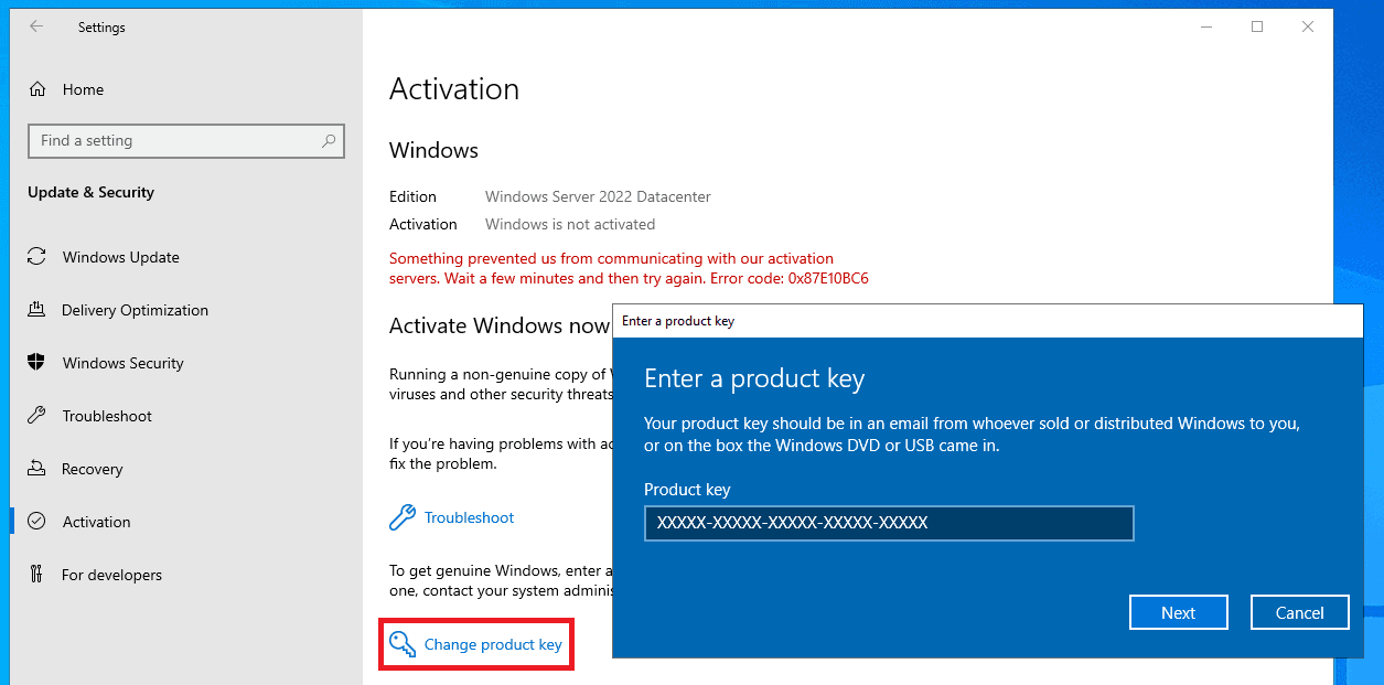 Windows server product key